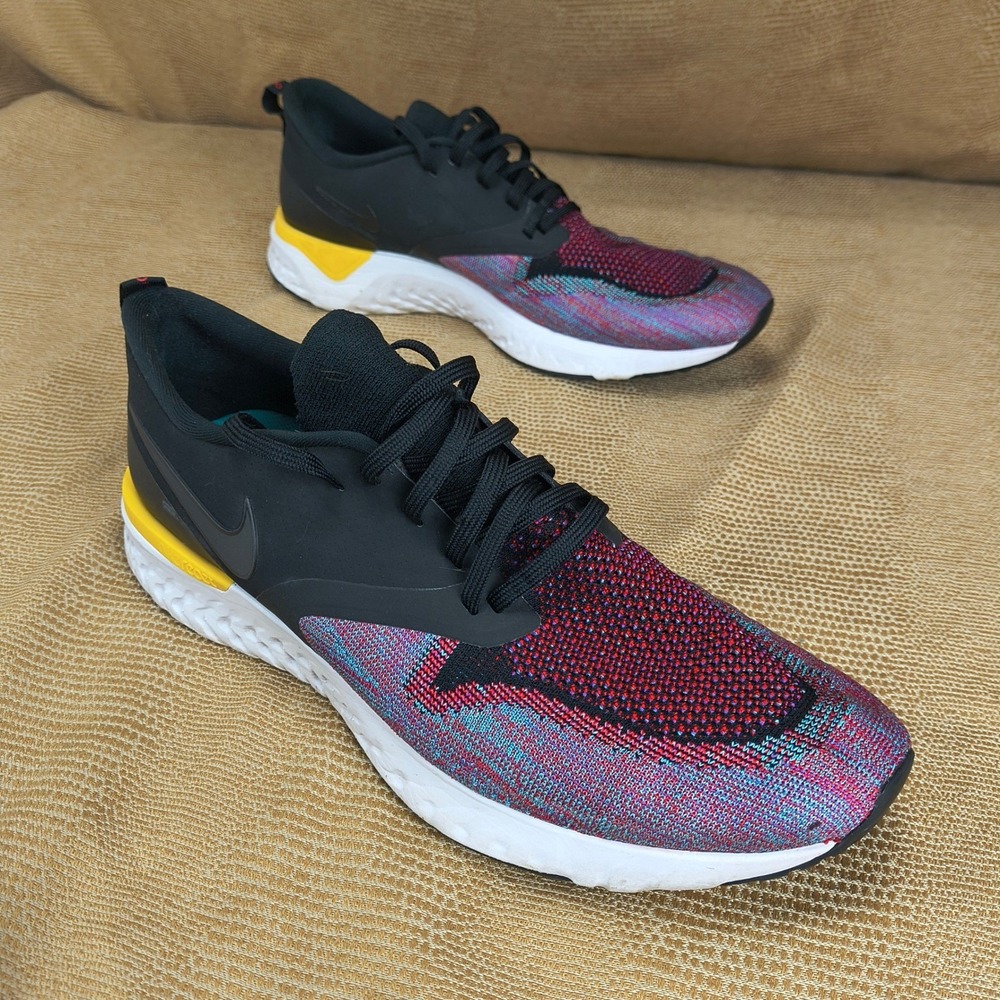Nike Odyssey React Flyknit 2 Mens Running Shoes Black Multi Color AH1015-005 12 - Picture 11 of 14